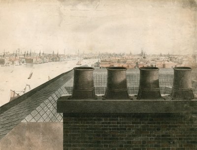 Tetőtéri kilátás Londonra és a Temzére alkotó: English School