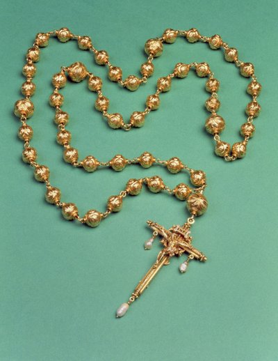 Mária skót királynőhöz tartozó rózsafüzér, 1587 (arany és gyöngy) (lásd még: 279121) alkotó: English School