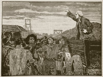 Rowland Hill prédikál Kingswood kőtörőinek, illusztráció a Cassells Illustrated History of England-ből (szépia fotó) alkotó: English School