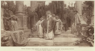 Királyi Akadémia-díjas terv egy középület díszítésére, "Szent Ágoston a kereszténységet prédikálja Angliában" (metszet) alkotó: English School