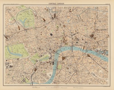 Királyi atlasz, 1900 körül: London központja (színes litó) alkotó: English School