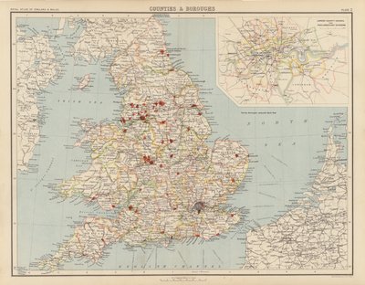 Királyi atlasz, 1900 körül: Counties and Boroughs (színes litho) alkotó: English School