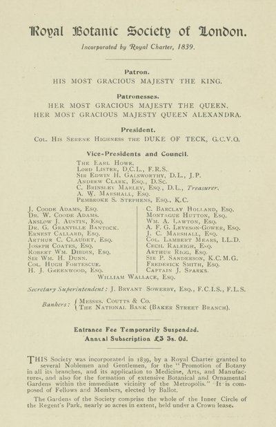 Londoni Királyi Botanikus Társaság alkotó: English School
