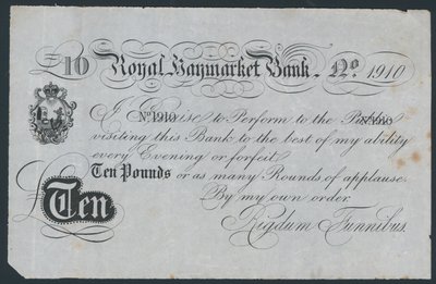 Royal Haymarket Bank, vicc színházi bankjegy alkotó: English School