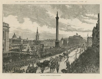 Királyi körmenet a Trafalgar téren alkotó: English School