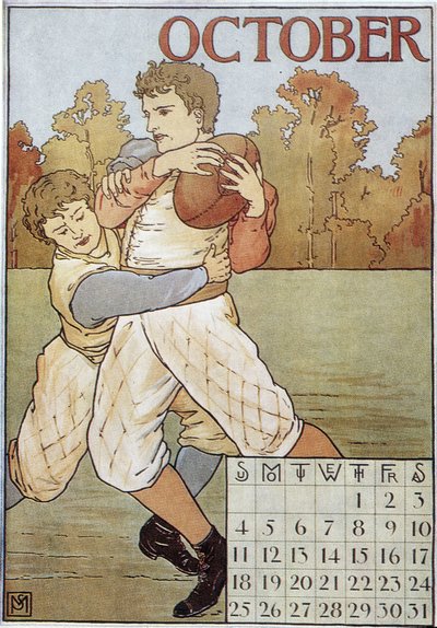Rugbyspieler - Englischer Kalender, um 1895 von English School