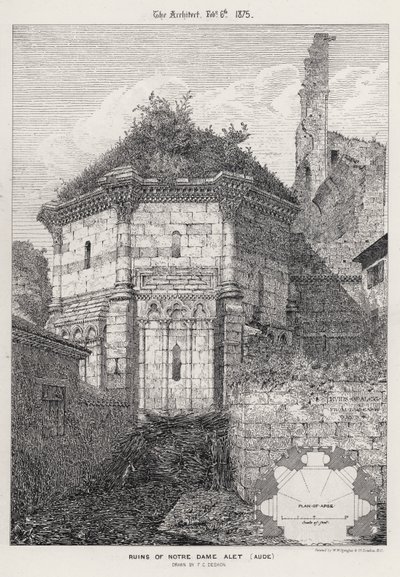 Notre Dame romjai Alet, Aude (metszet) alkotó: English School