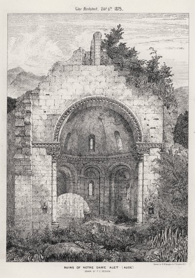 Notre Dame romjai Alet, Aude (metszet) alkotó: English School
