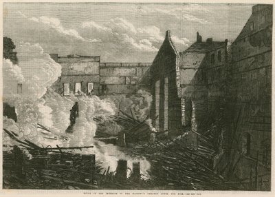 Őfelsége Színházának belső romjai, a londoni Haymarket, a tűz után alkotó: English School