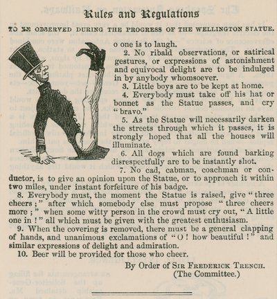 A Wellington-szobor építésekor betartandó szabályok és előírások alkotó: English School