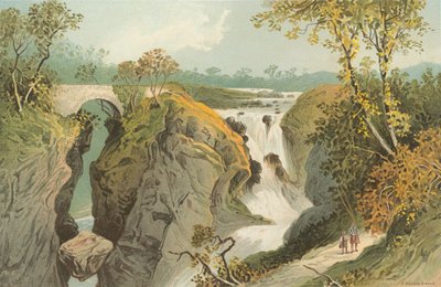 Dübörgő híd és Braan vízesése – Dunkeld közelében alkotó: English School