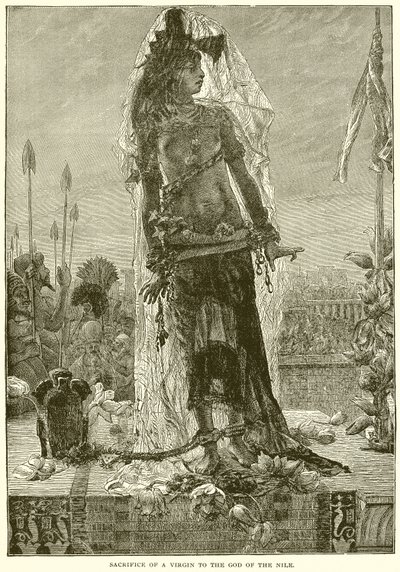 Szűz feláldozása a Nílus istenének alkotó: English School