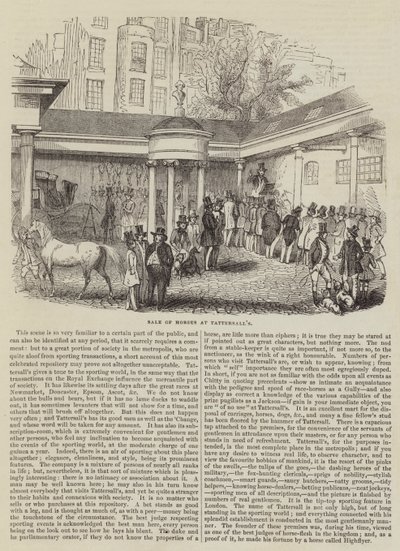 Lovak értékesítése a Tattersallnál (metszet) alkotó: English School