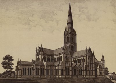 Salisbury katedrális, északkeletről (litho) alkotó: English School