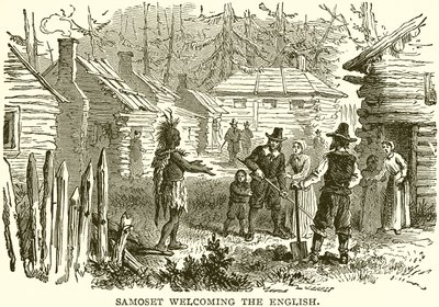 Samoset begrüßt die Engländer von English School