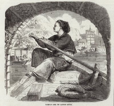 Sampan lány a Canton folyón alkotó: English School