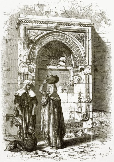 Szaracén szökőkút a tanácsház közelében, Jeruzsálemben alkotó: English School