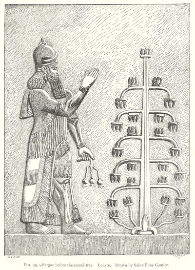Sargon a Szent Fa előtt. Louvre (metszet) alkotó: English School