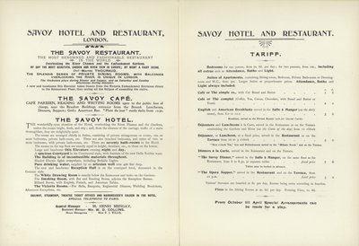 Savoy Hotel tarifa, 1900 alkotó: English School
