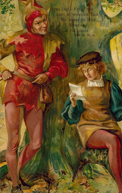 Jelenet William Shakespeare "Ahogy tetszik" című művéből (színes litográfia) alkotó: English School