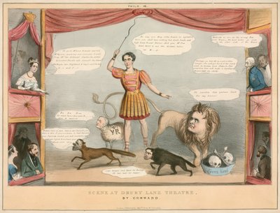 Jelenet a londoni Drury Lane Színházból; rajzfilm alkotó: English School