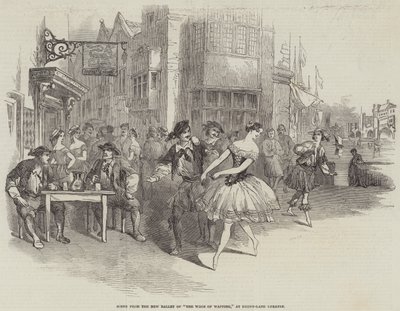 Jelenet a "The Wags of Wapping" című új balettből a Drury-Lane Színházban (metszet) alkotó: English School