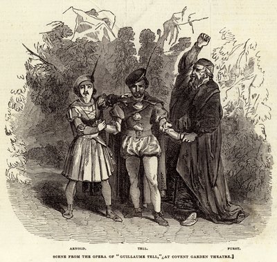 Jelenet a „Guillaume Tell” operájából a Covent Garden Színházban (metszet) alkotó: English School