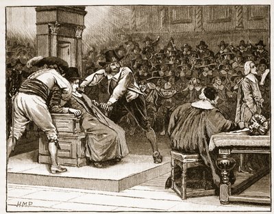 Jelenet az alsóházban: a felszólaló kényszerítve, illusztráció a Cassells Illustrated History of Englandből (szépia fotó) alkotó: English School