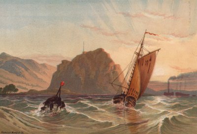 Skócia, Dumbarton kastély (színes litho) alkotó: English School