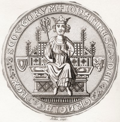 John Balliol pecsétje, kb.?1249 1314, más néven Toom Tabard, skót az "üres kabát" szóval, skót király. Az 1797-ben megjelent Iconographia Scotica vagy Skócia jeles személyeinek portréiból. alkotó: English School