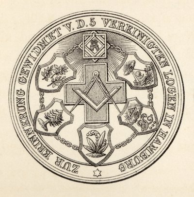 A hamburgi szabadkőművesek pecsétje a „The History of Freemasonry III. kötetből”, Thomas C. Jack, London, 1883 alkotó: English School