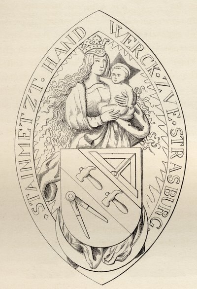 A strasbourgi szabadkőművesek pecsétje, 1524, a "The History of Freemasonry, II. kötet"-ből, kiadta Thomas C. Jack, London, 1883. alkotó: English School