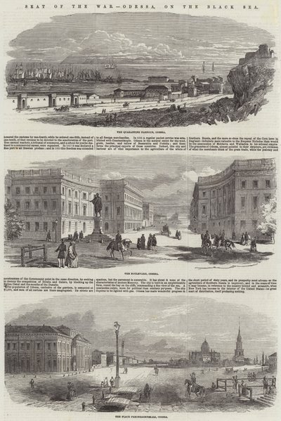 A háború székhelye, Odessza, a Fekete-tenger partján (metszet) alkotó: English School