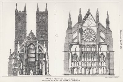 A Westminster Abbey szakaszai, amelyek bemutatják Pullan úr arányrendszerének alkalmazását (metszet) alkotó: English School