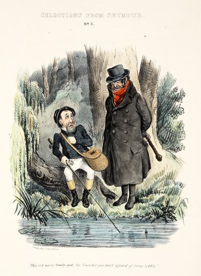 Válogatás Seymourtól: No. 3, "Ez egy magányos hely, uram, nem félsz attól, hogy kirabolják." Pub 1840 körül (kézzel festett metszet) alkotó: English School