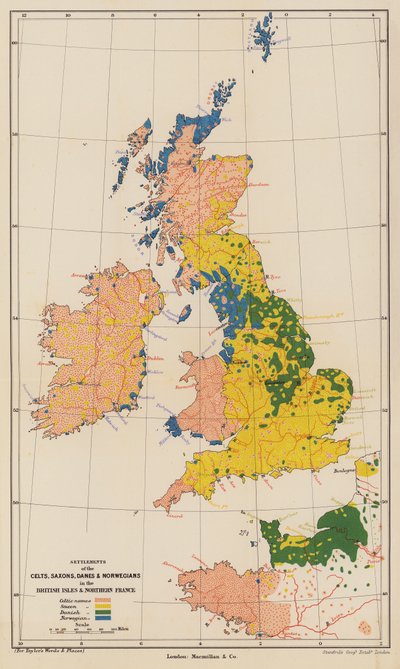Településnevek a Brit-szigeteken és Észak-Franciaországban (színes litográfia) alkotó: English School