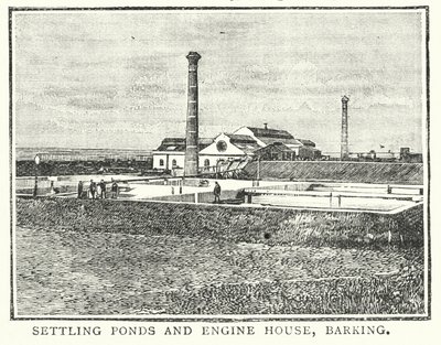 Települési tavak és gépház, Barking (metszet) alkotó: English School