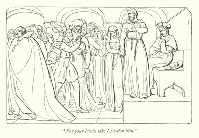 Shakespeare Measure for Measure; Claudio megkegyelmezett a hercegtől (metszet) alkotó: English School
