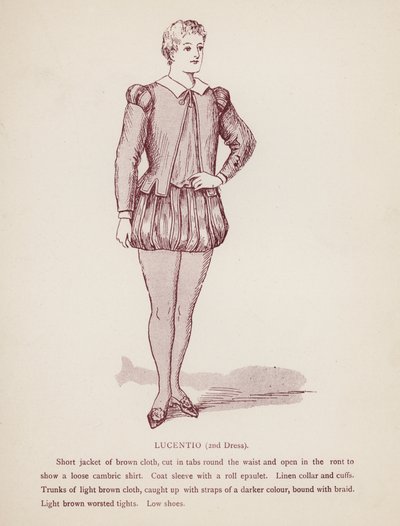 Shakespeare A cickány megszelídítése: Lucentio, 2. ruha (litho) alkotó: English School