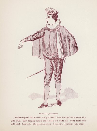 Shakespeare: A cickány megszelídítése: Tranio, 2. ruha (litho) alkotó: English School