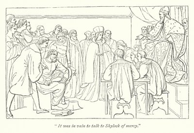 Shakespeare: A velencei kereskedő; Ítélet, a Dózsa meghívja Portiát a székére alkotó: English School