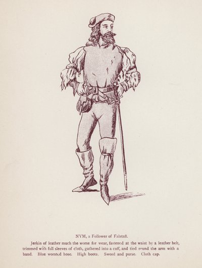 Shakespeare: A windsori víg feleségek: Nym, Falstaff követője (litho) alkotó: English School