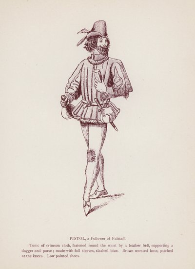 Shakespeare: A windsori víg feleségek: Pisztoly, Falstaff követője (litho) alkotó: English School