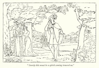 Shakespeare: A vihar; Ferdinánd Ariel dala vezetésével (metszet) alkotó: English School