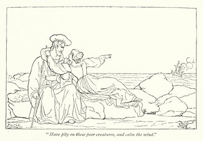 Shakespeare: A vihar; Miranda könyörög az apjának, hogy csillapítsa a szelet (metszet) alkotó: English School