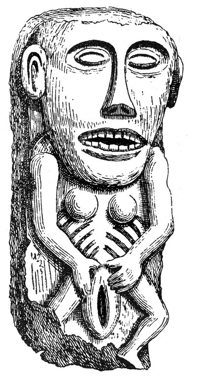 Sheela-na-Gig, a Ballinahend kastélyból, Tipperaryből, Írországból alkotó: English School