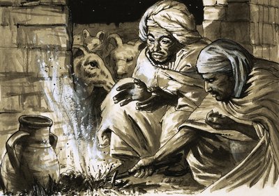 Betlehem pásztorai a tűz fölött húzódnak meg alkotó: English School