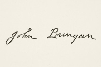 John Bunyan aláírása, William Hickman Smith Aubrey (1858-1916) Anglia nemzeti és hazai története című könyvéből, London, 1890 körül alkotó: English School