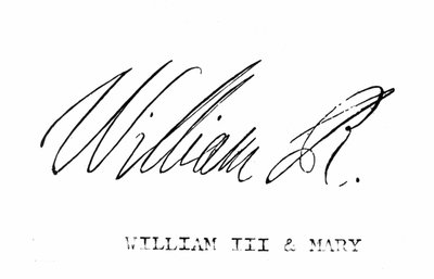 Anglia III. Vilmos aláírása, William Hickman Smith Aubrey (1858-1916) „Anglia nemzeti és hazai története” című könyvéből, London, 1890 körül. alkotó: English School