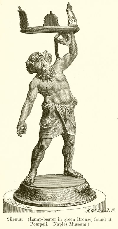 Silenus. (Lámpatartó zöld bronzban, a Pompeii-ben található. Nápolyi Múzeum) (metszet) alkotó: English School